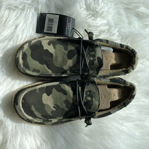 Hey Dude Wally Men's Shoes Size 8 Green Camouflage Loafers Lightweight Slip On - Picture 3 of 9